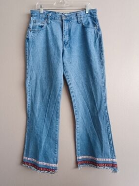 VTG 90s 725 Originals Boho Ribbon Trim Jeans Made in Canada Size 32